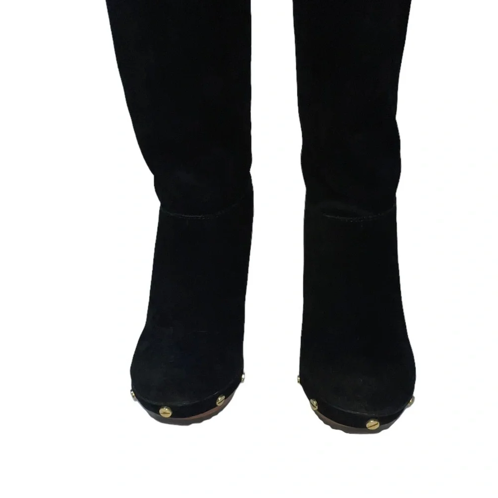 Tory Burch | Tall Black Suede Leather Booker Clog Boots, womens size 6